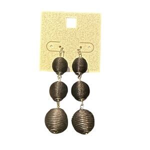 Black Beaded Drop Earrings - Elegant Lightweight Dangle NWT